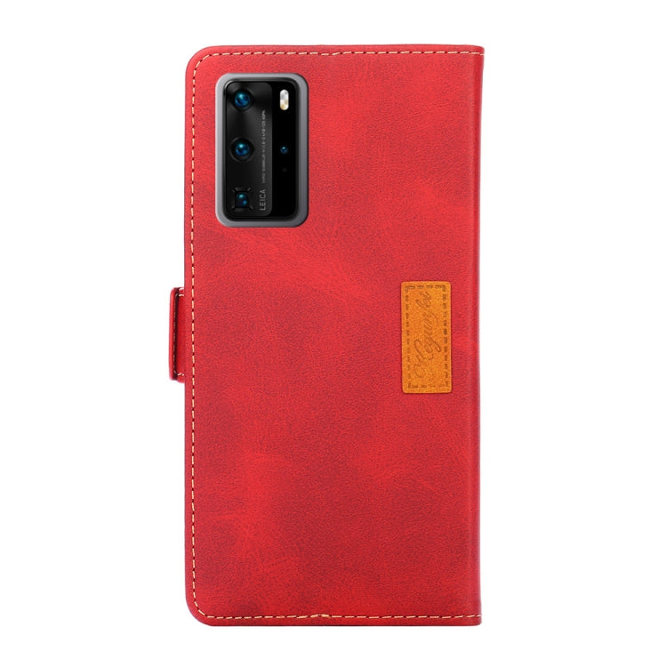 For Huawei P40 Pro Retro Texture Contrast Color Side Buckle Horizontal Flip Leather Case with Holder & Card Slots & Wallet