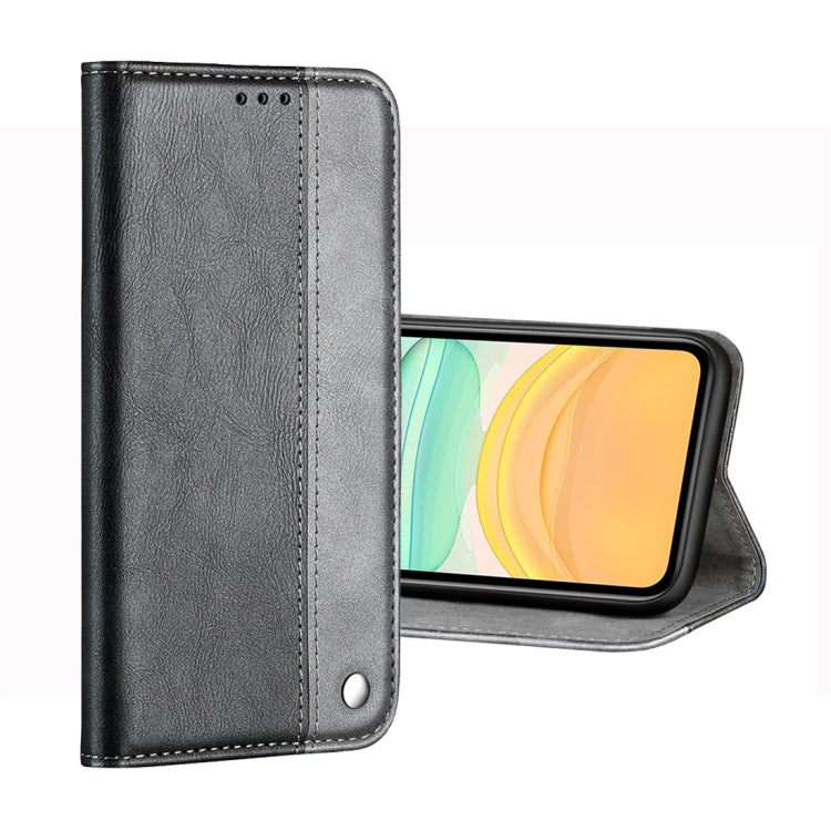For iPhone 11 Pro Max Business Solid Color Stitching Horizontal Flip Leather Case, with Holder & Card Slots & Wallet
