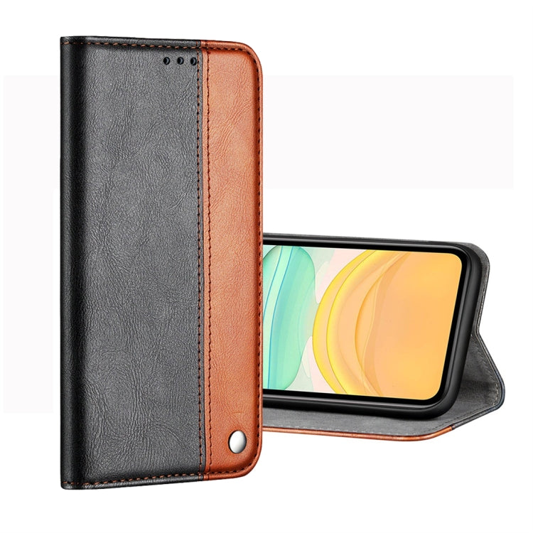 For iPhone 11 Pro Max Business Solid Color Stitching Horizontal Flip Leather Case, with Holder & Card Slots & Wallet