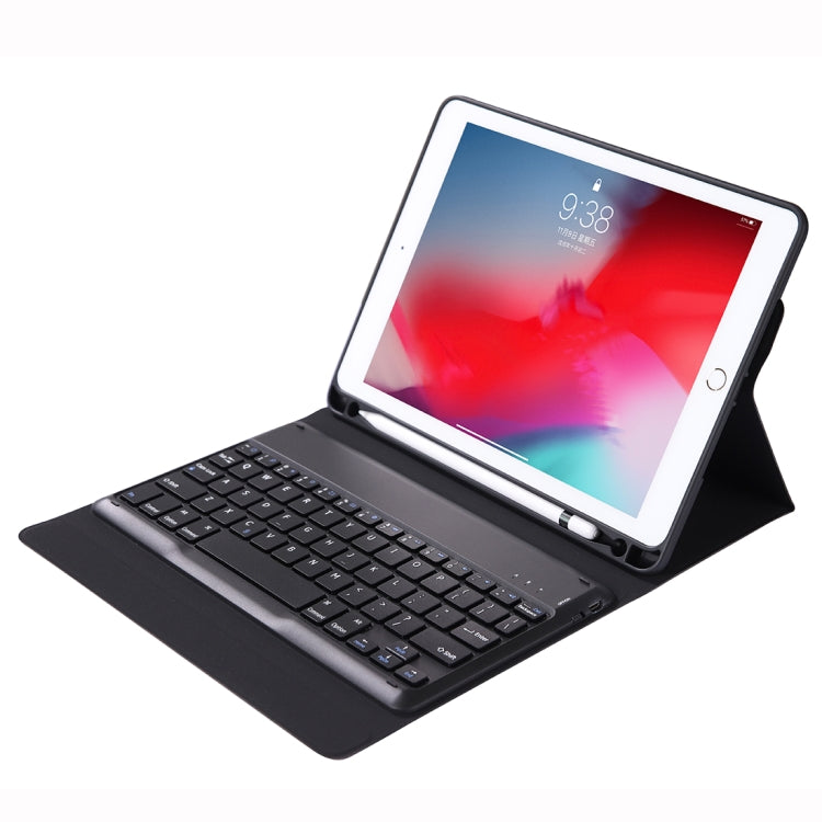 K102B For iPad 10.2 inch 2019 Ultra-thin One-piece Bluetooth Keyboard Leather Tablet Case with Stand & Pen Slot