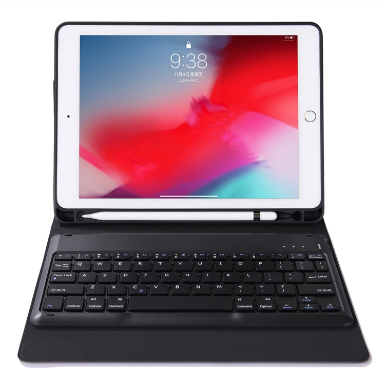 K102B For iPad 10.2 inch 2019 Ultra-thin One-piece Bluetooth Keyboard Leather Tablet Case with Stand & Pen Slot