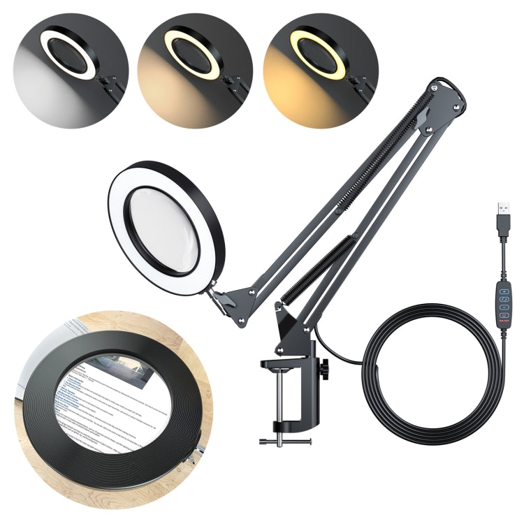 12W 4.1 inch 5X Magnifying Glass Multi-function Adjustable LED Magnifying Desk Lamp