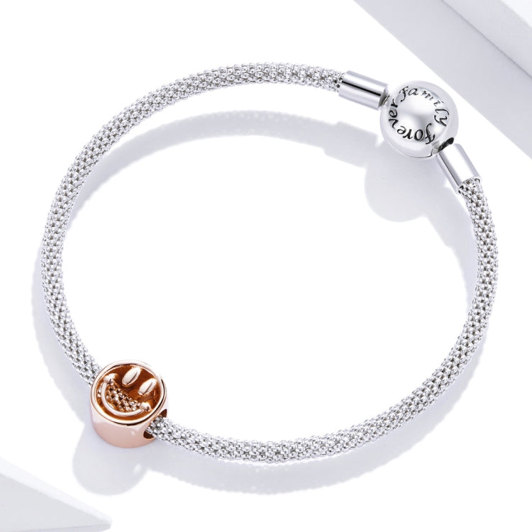 S925 Sterling Silver Smiley Face Beads DIY Bracelet Necklace Accessories