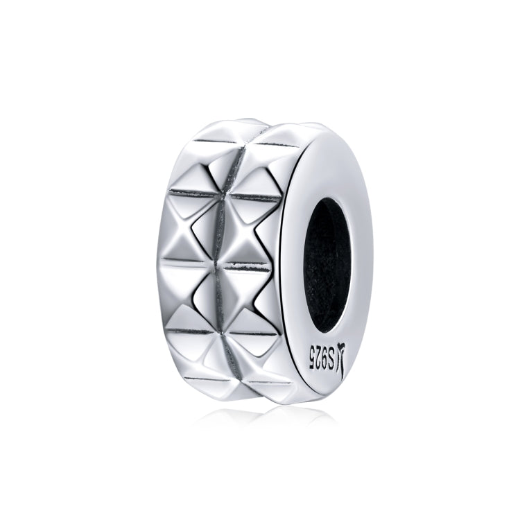 S925 Sterling Silver Rhombus Texture Beads DIY Bracelet Necklace Accessories