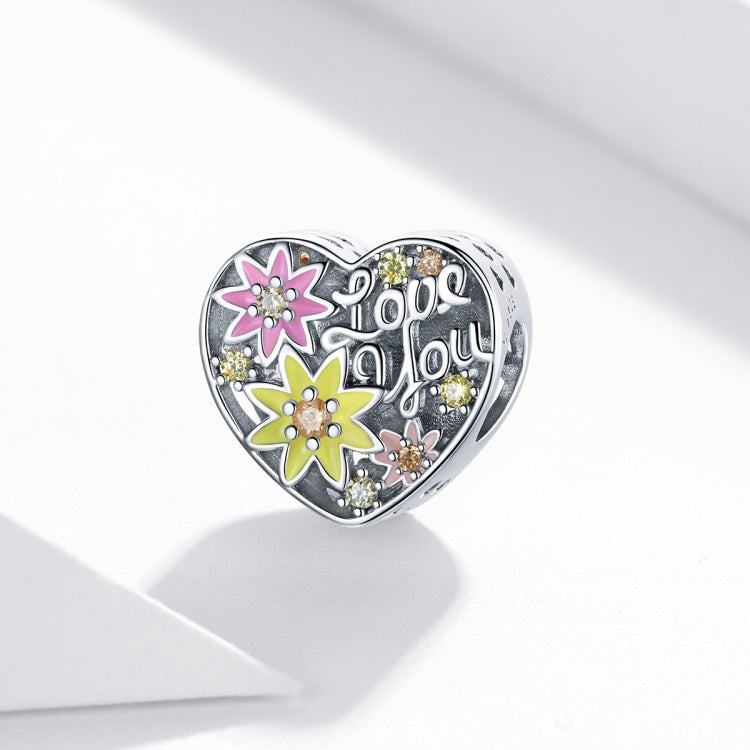 S925 Sterling Silver Heart Blooming Flowers Beads DIY Bracelet Necklace Accessories