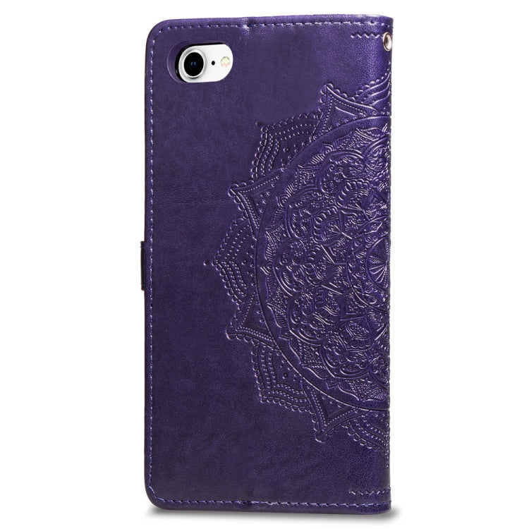For iPhone SE 2022 / SE 2020 / 8 / 7 Halfway Mandala Embossing Pattern Horizontal Flip Leather Case with Holder & Card Slots & Wallet & Lanyard