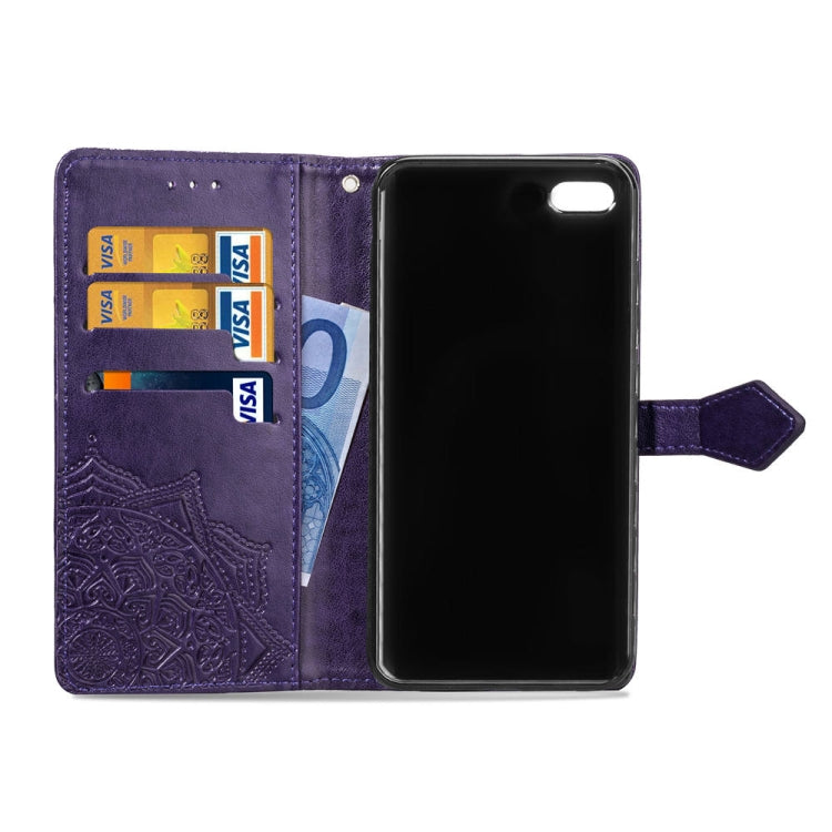 For iPhone SE 2022 / SE 2020 / 8 / 7 Halfway Mandala Embossing Pattern Horizontal Flip Leather Case with Holder & Card Slots & Wallet & Lanyard