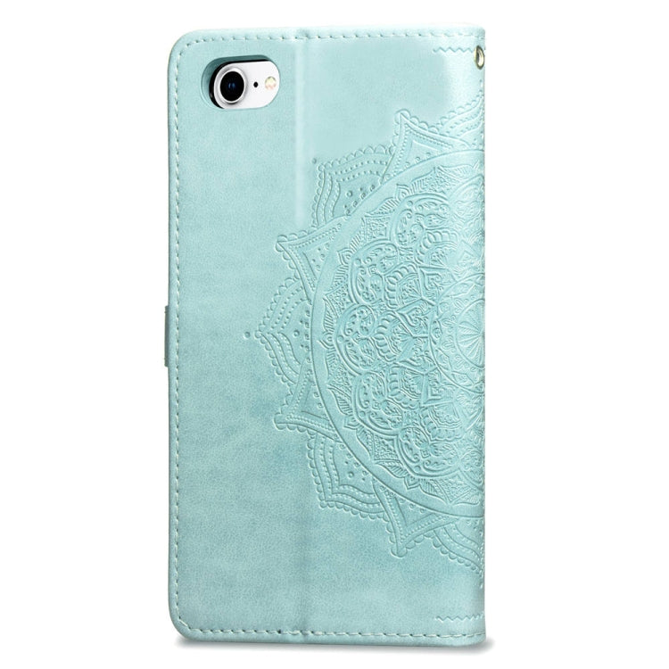 For iPhone SE 2022 / SE 2020 / 8 / 7 Halfway Mandala Embossing Pattern Horizontal Flip Leather Case with Holder & Card Slots & Wallet & Lanyard