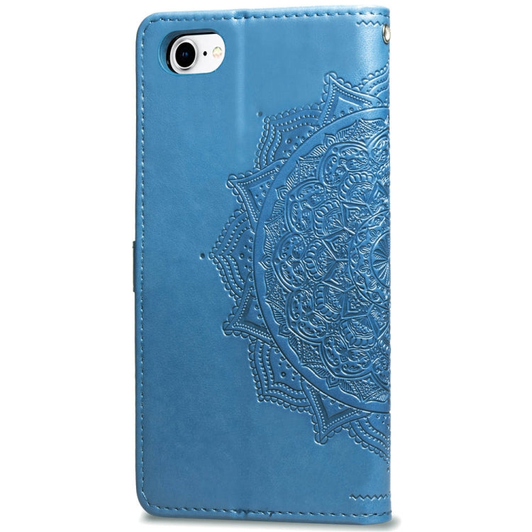 For iPhone SE 2022 / SE 2020 / 8 / 7 Halfway Mandala Embossing Pattern Horizontal Flip Leather Case with Holder & Card Slots & Wallet & Lanyard