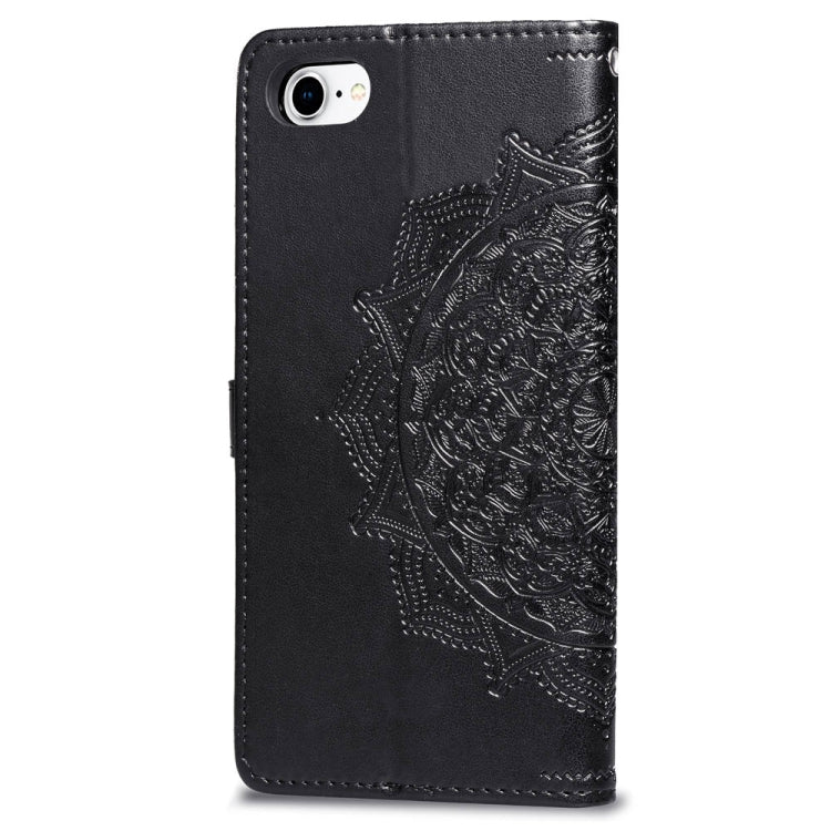 For iPhone SE 2022 / SE 2020 / 8 / 7 Halfway Mandala Embossing Pattern Horizontal Flip Leather Case with Holder & Card Slots & Wallet & Lanyard