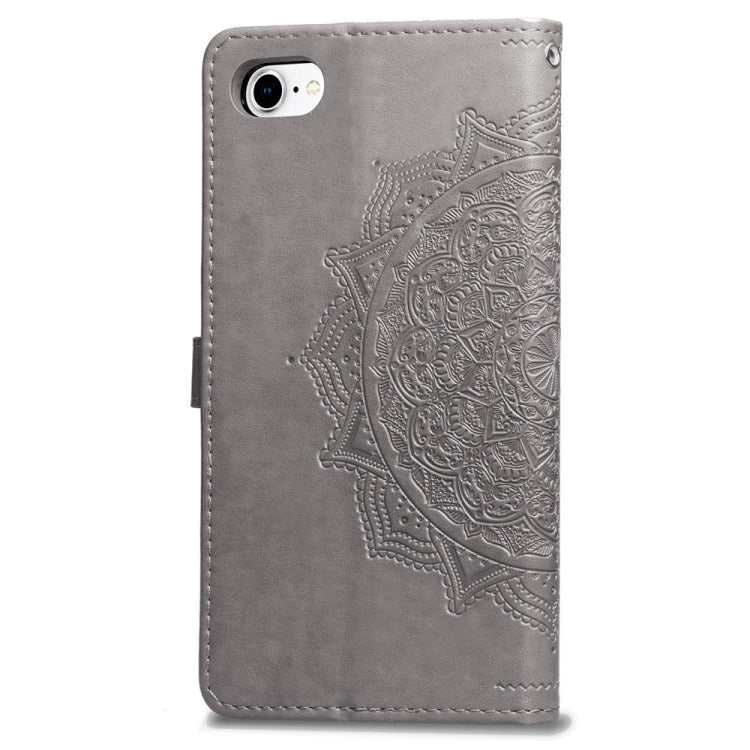 For iPhone SE 2022 / SE 2020 / 8 / 7 Halfway Mandala Embossing Pattern Horizontal Flip Leather Case with Holder & Card Slots & Wallet & Lanyard