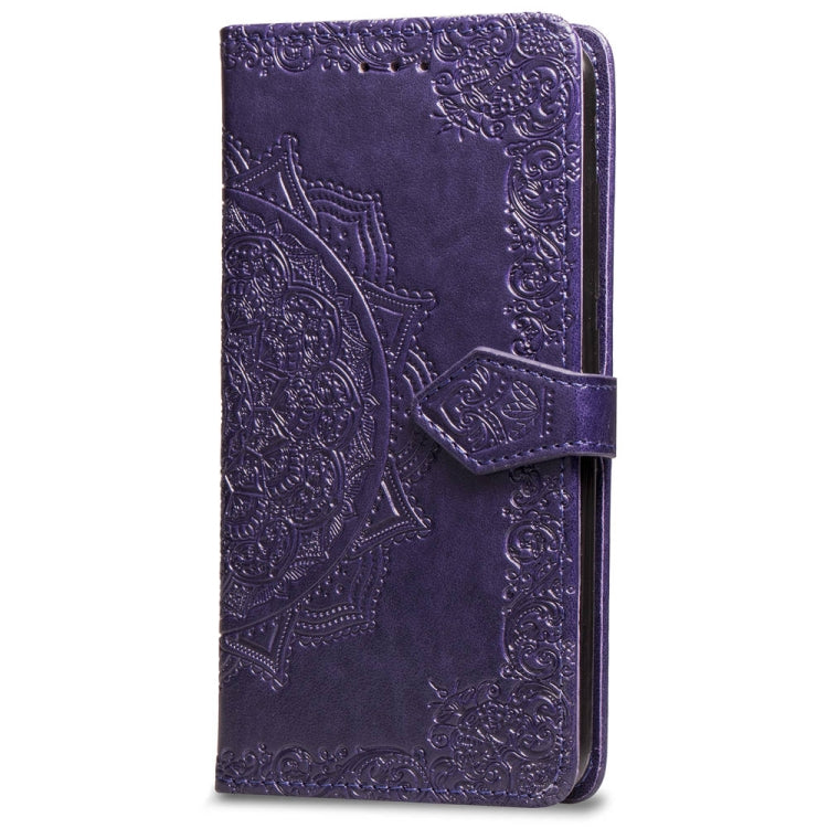 For iPhone 8 Plus / 7 Plus Halfway Mandala Embossing Pattern Horizontal Flip Leather Case with Holder & Card Slots & Wallet & Lanyard