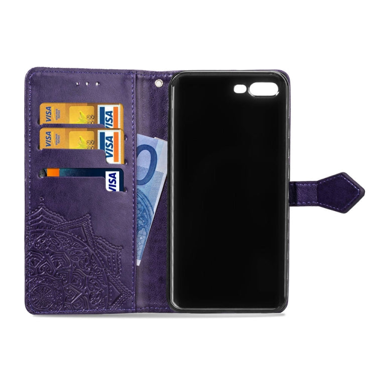 For iPhone 8 Plus / 7 Plus Halfway Mandala Embossing Pattern Horizontal Flip Leather Case with Holder & Card Slots & Wallet & Lanyard