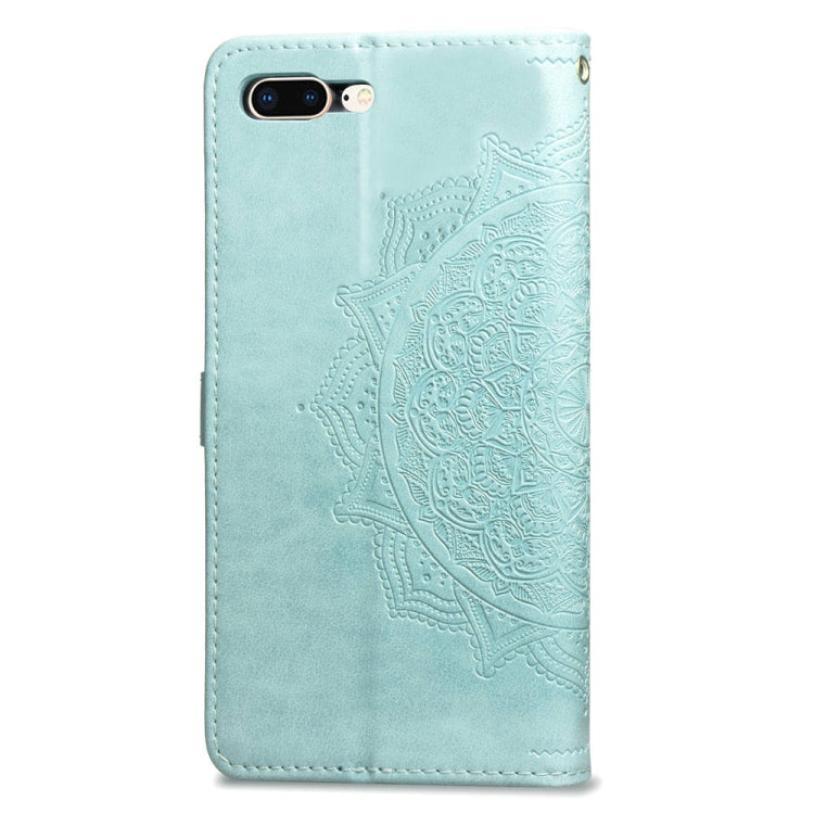 For iPhone 8 Plus / 7 Plus Halfway Mandala Embossing Pattern Horizontal Flip Leather Case with Holder & Card Slots & Wallet & Lanyard