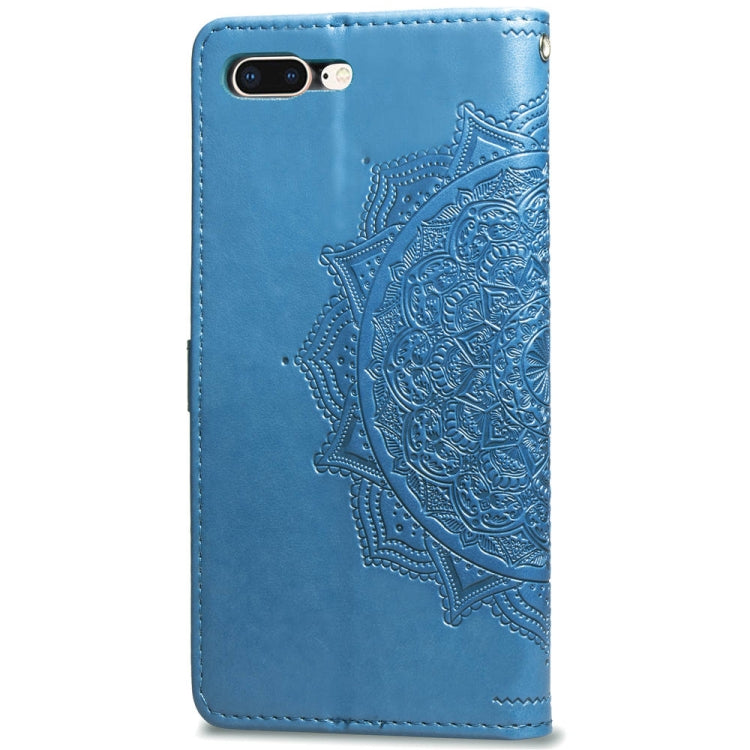 For iPhone 8 Plus / 7 Plus Halfway Mandala Embossing Pattern Horizontal Flip Leather Case with Holder & Card Slots & Wallet & Lanyard
