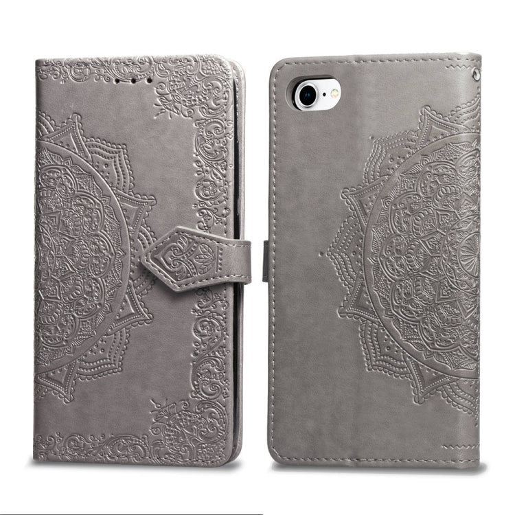 For iPhone 8 Plus / 7 Plus Halfway Mandala Embossing Pattern Horizontal Flip Leather Case with Holder & Card Slots & Wallet & Lanyard