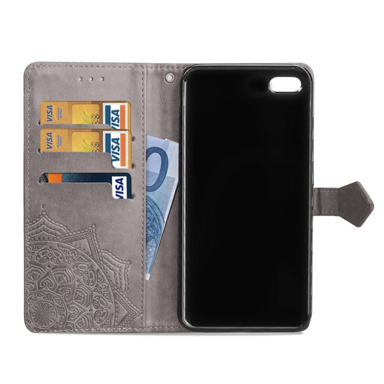 For iPhone 8 Plus / 7 Plus Halfway Mandala Embossing Pattern Horizontal Flip Leather Case with Holder & Card Slots & Wallet & Lanyard