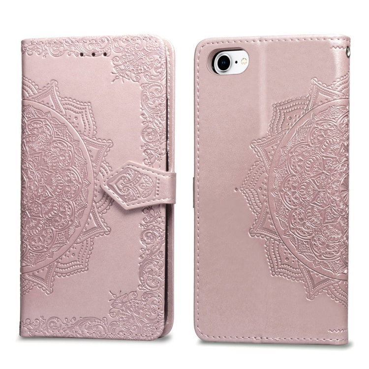 For iPhone 8 Plus / 7 Plus Halfway Mandala Embossing Pattern Horizontal Flip Leather Case with Holder & Card Slots & Wallet & Lanyard