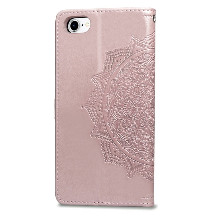 For iPhone 8 Plus / 7 Plus Halfway Mandala Embossing Pattern Horizontal Flip Leather Case with Holder & Card Slots & Wallet & Lanyard