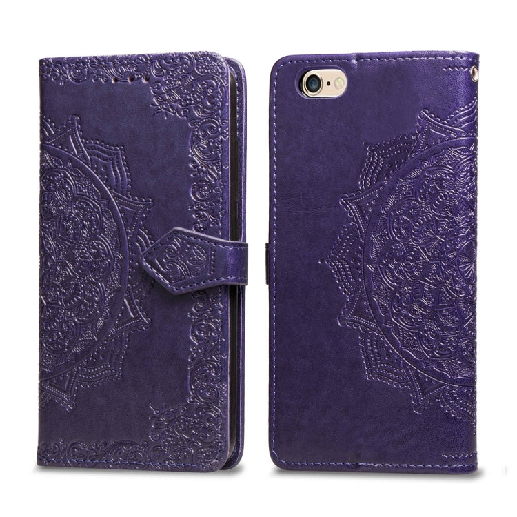 For iPhone 6 Plus Halfway Mandala Embossing Pattern Horizontal Flip Leather Case with Holder & Card Slots & Wallet & Lanyard