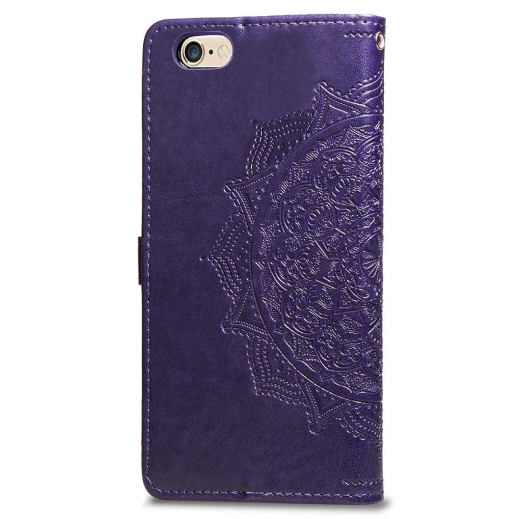 For iPhone 6 Plus Halfway Mandala Embossing Pattern Horizontal Flip Leather Case with Holder & Card Slots & Wallet & Lanyard