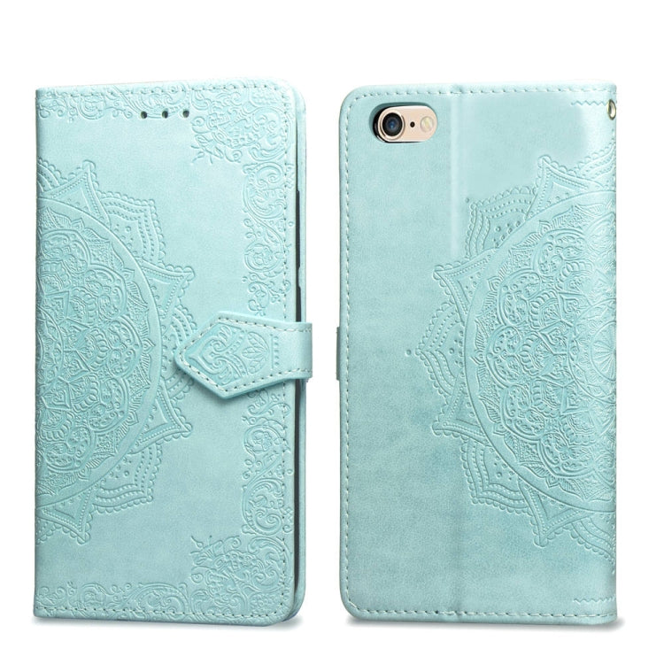 For iPhone 6 Plus Halfway Mandala Embossing Pattern Horizontal Flip Leather Case with Holder & Card Slots & Wallet & Lanyard