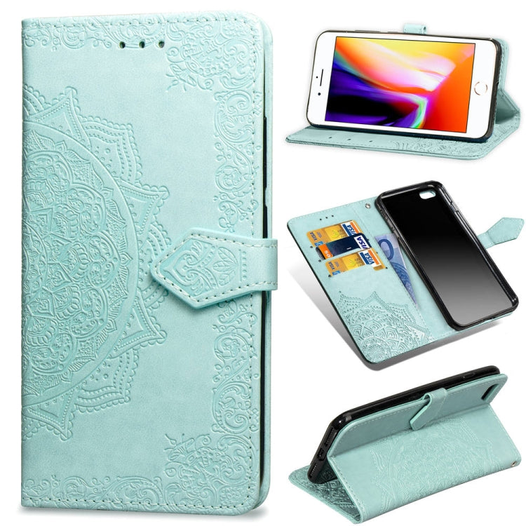 For iPhone 6 Plus Halfway Mandala Embossing Pattern Horizontal Flip Leather Case with Holder & Card Slots & Wallet & Lanyard