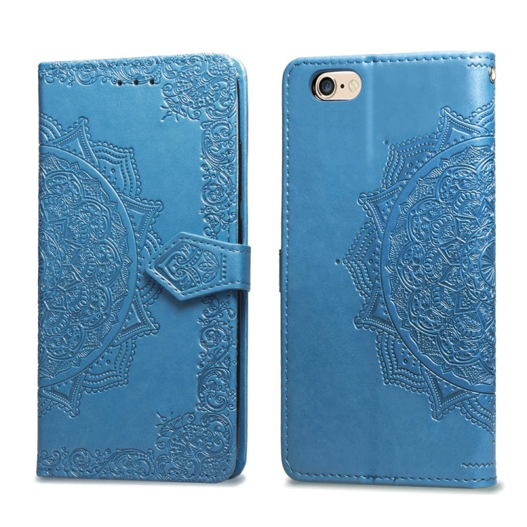 For iPhone 6 Plus Halfway Mandala Embossing Pattern Horizontal Flip Leather Case with Holder & Card Slots & Wallet & Lanyard