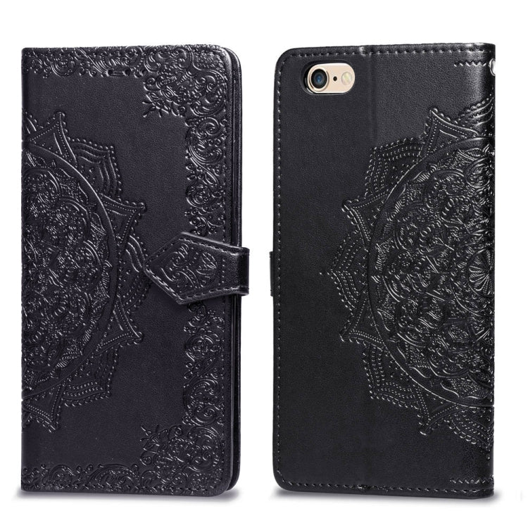 For iPhone 6 Plus Halfway Mandala Embossing Pattern Horizontal Flip Leather Case with Holder & Card Slots & Wallet & Lanyard