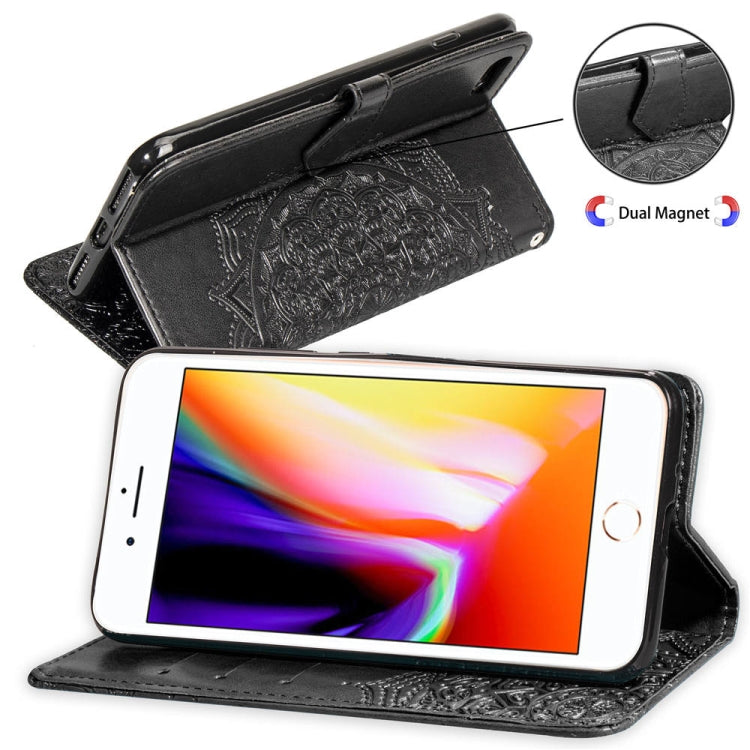For iPhone 6 Plus Halfway Mandala Embossing Pattern Horizontal Flip Leather Case with Holder & Card Slots & Wallet & Lanyard