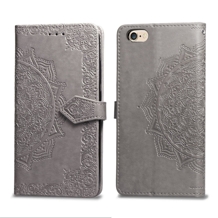 For iPhone 6 Plus Halfway Mandala Embossing Pattern Horizontal Flip Leather Case with Holder & Card Slots & Wallet & Lanyard