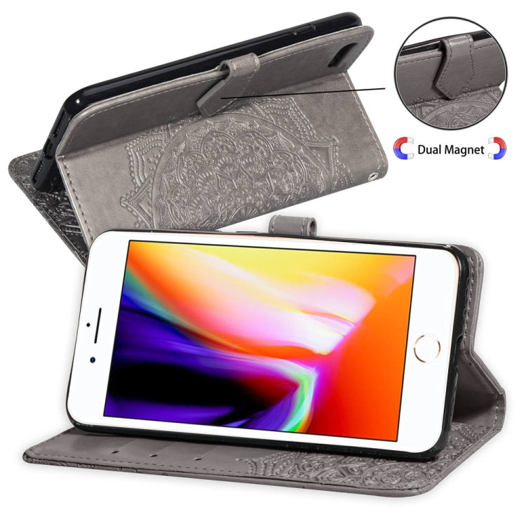 For iPhone 6 Plus Halfway Mandala Embossing Pattern Horizontal Flip Leather Case with Holder & Card Slots & Wallet & Lanyard