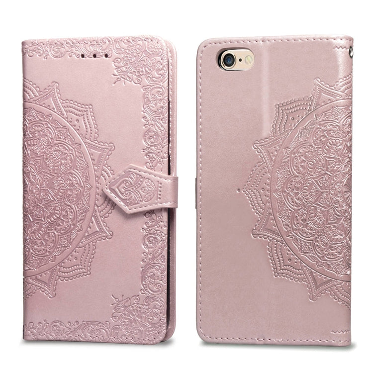 For iPhone 6 Plus Halfway Mandala Embossing Pattern Horizontal Flip Leather Case with Holder & Card Slots & Wallet & Lanyard