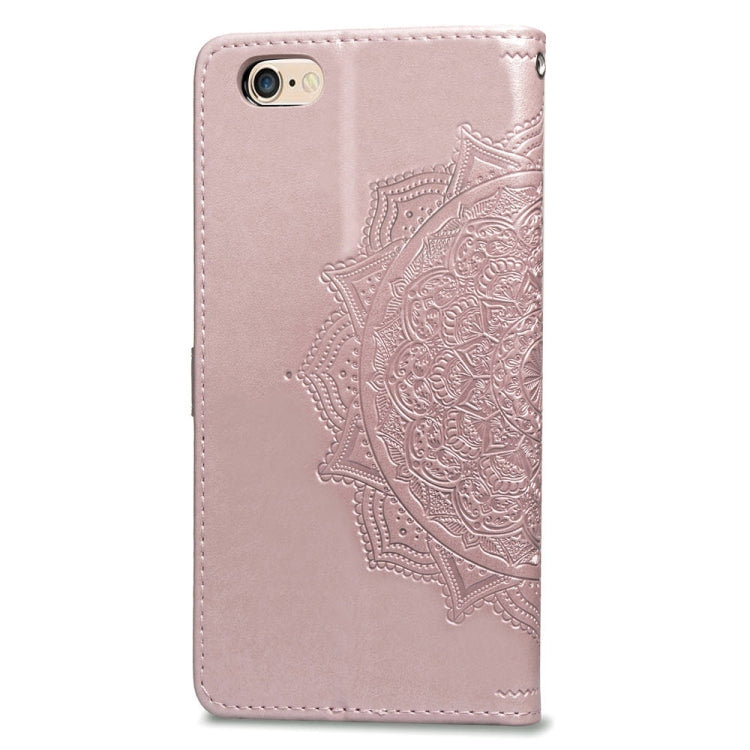 For iPhone 6 Plus Halfway Mandala Embossing Pattern Horizontal Flip Leather Case with Holder & Card Slots & Wallet & Lanyard