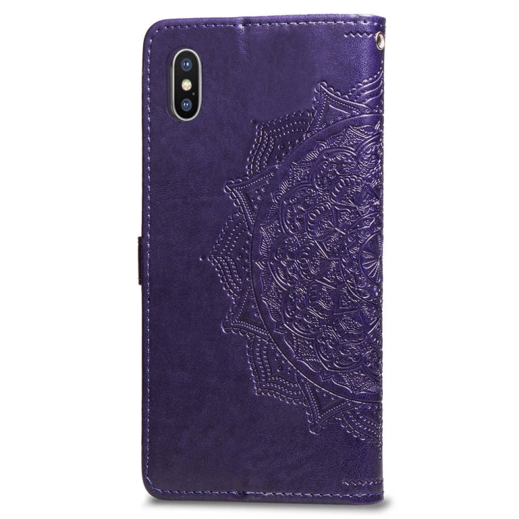 For iPhone XS Max Halfway Mandala Embossing Pattern Horizontal Flip Leather Case with Holder & Card Slots & Wallet & Lanyard