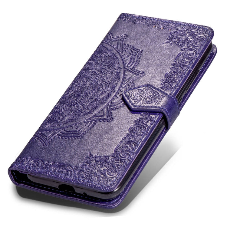 For iPhone XS Max Halfway Mandala Embossing Pattern Horizontal Flip Leather Case with Holder & Card Slots & Wallet & Lanyard