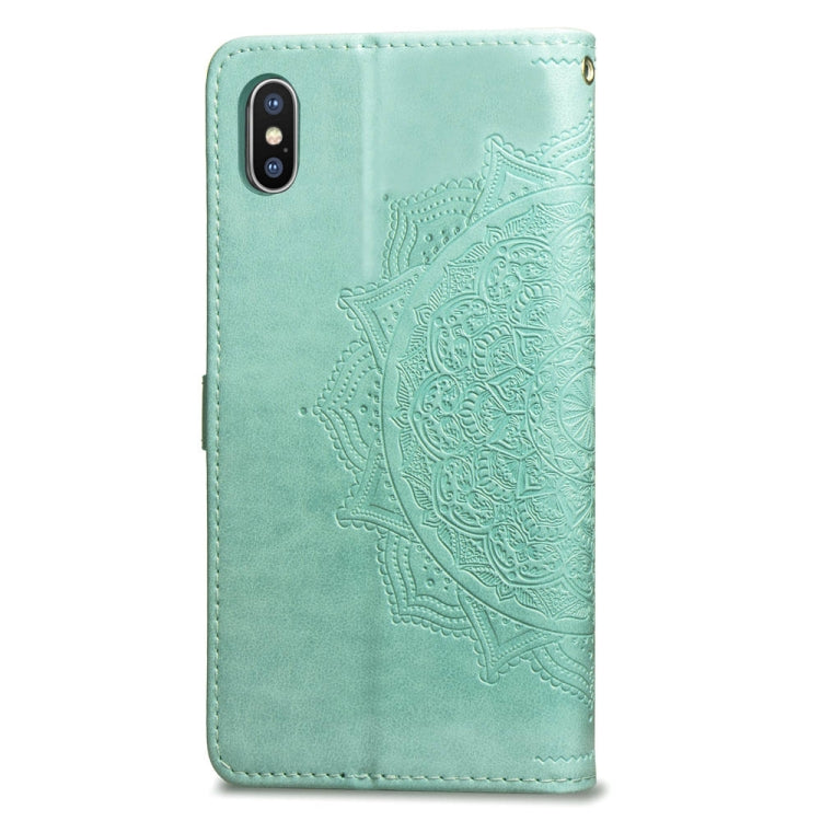 For iPhone XS Max Halfway Mandala Embossing Pattern Horizontal Flip Leather Case with Holder & Card Slots & Wallet & Lanyard
