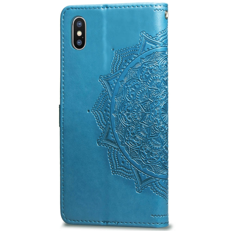 For iPhone XS Max Halfway Mandala Embossing Pattern Horizontal Flip Leather Case with Holder & Card Slots & Wallet & Lanyard