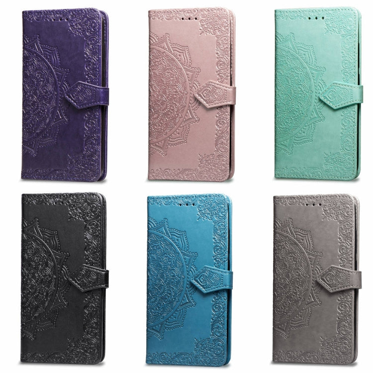 For iPhone XS Max Halfway Mandala Embossing Pattern Horizontal Flip Leather Case with Holder & Card Slots & Wallet & Lanyard
