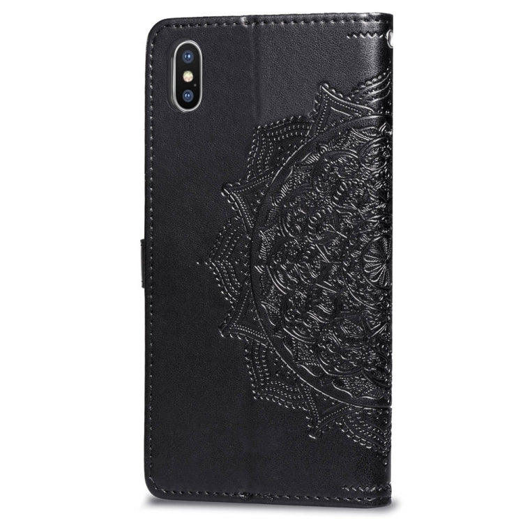 For iPhone XS Max Halfway Mandala Embossing Pattern Horizontal Flip Leather Case with Holder & Card Slots & Wallet & Lanyard