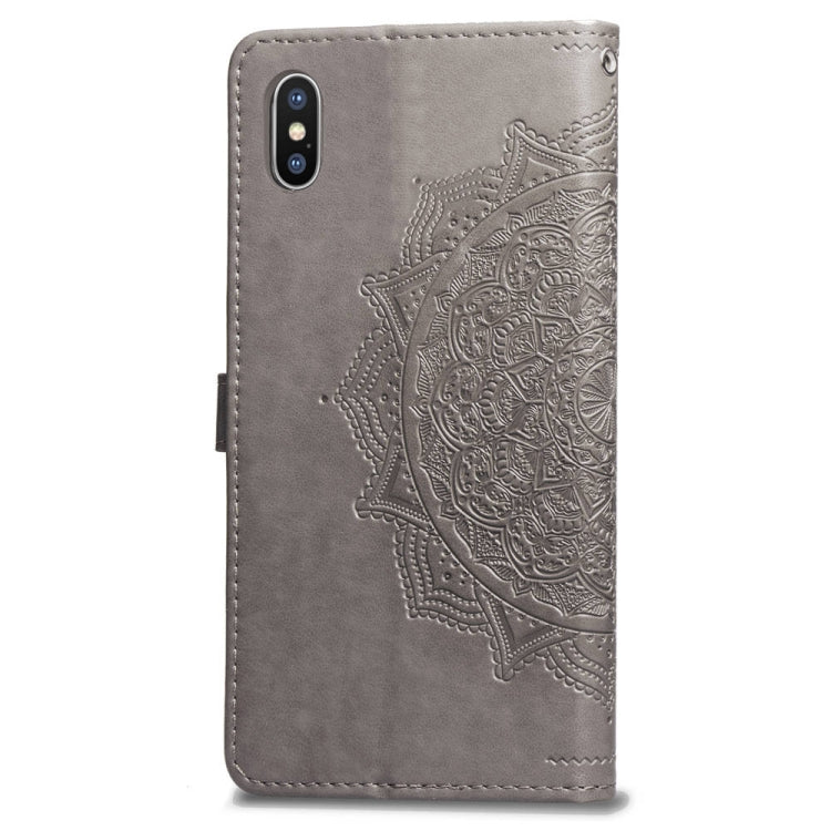 For iPhone XS Max Halfway Mandala Embossing Pattern Horizontal Flip Leather Case with Holder & Card Slots & Wallet & Lanyard