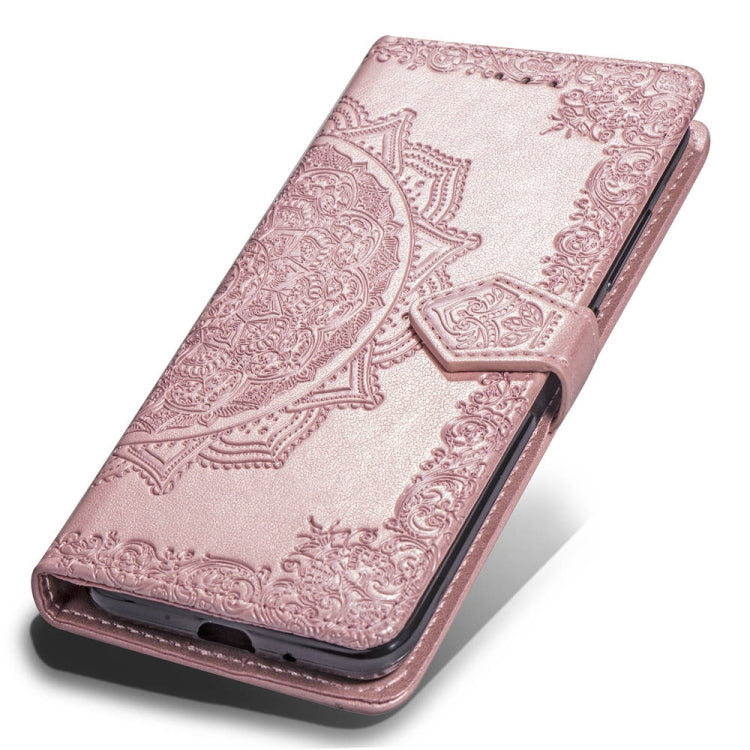 For iPhone XS Max Halfway Mandala Embossing Pattern Horizontal Flip Leather Case with Holder & Card Slots & Wallet & Lanyard