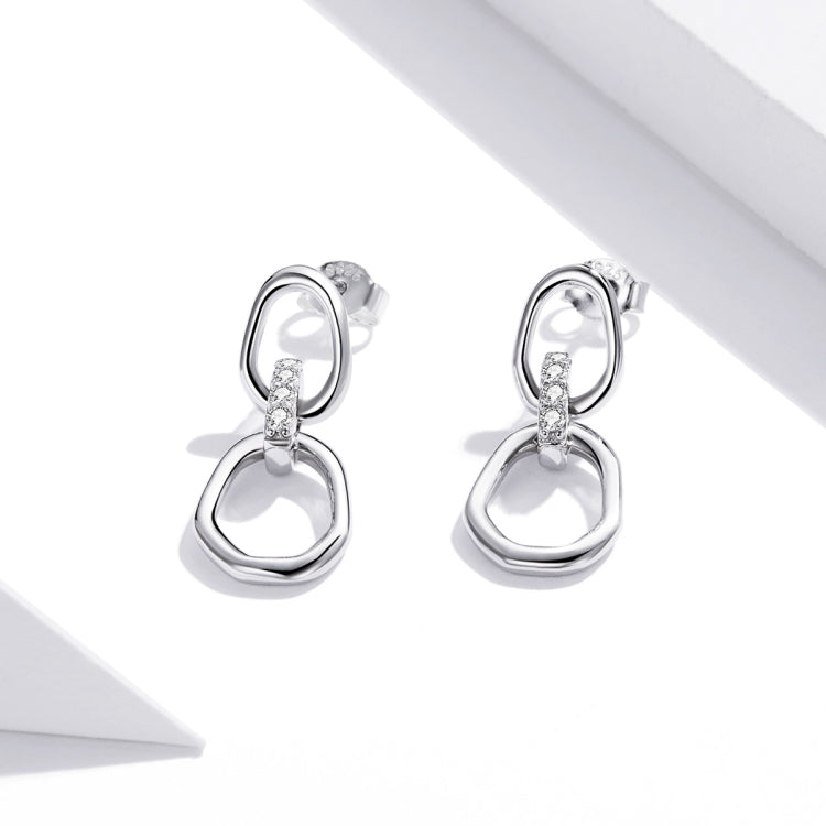 S925 Sterling Silver Simple Geometry Women Earrings