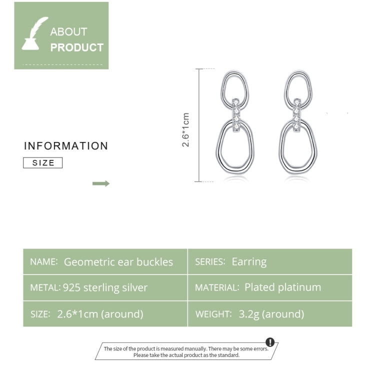 S925 Sterling Silver Simple Geometry Women Earrings