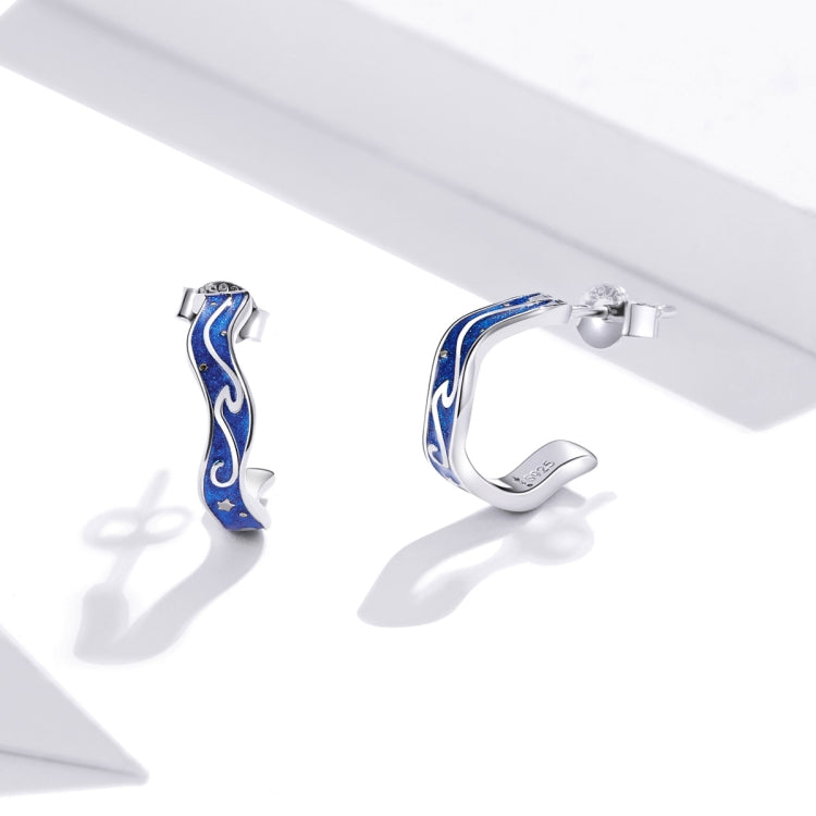 S925 Sterling Silver Star Texture Women Earrings