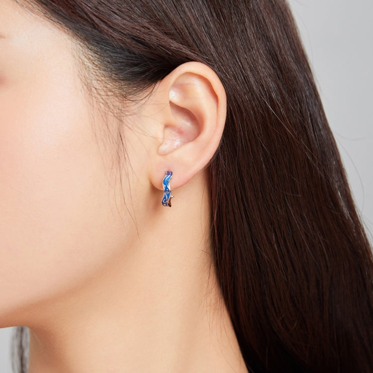 S925 Sterling Silver Star Texture Women Earrings
