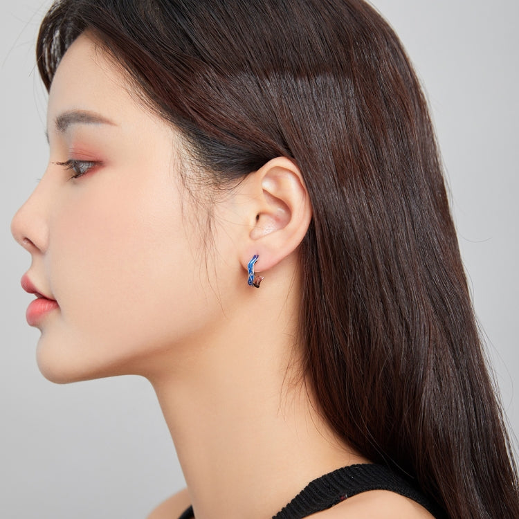 S925 Sterling Silver Star Texture Women Earrings