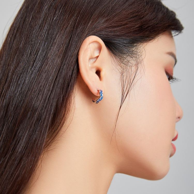 S925 Sterling Silver Star Texture Women Earrings