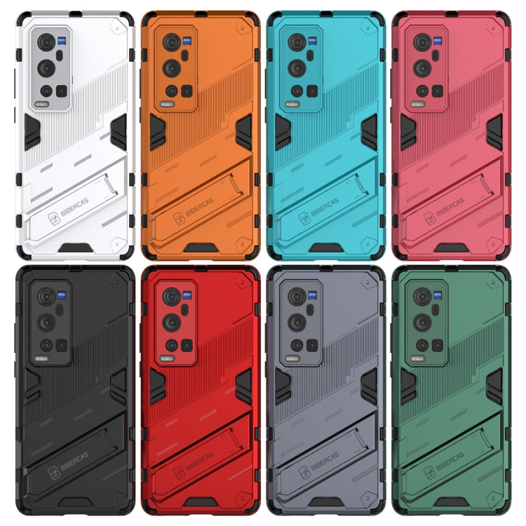 Punk Armor 2 in 1 PC + TPU Shockproof Case with Invisible Holder For vivo X60 Pro Plus 5G