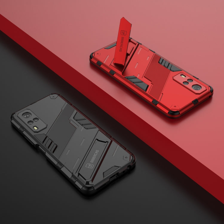 Punk Armor 2 in 1 PC + TPU Shockproof Case with Invisible Holder For vivo Y51(2020 Indian Version)